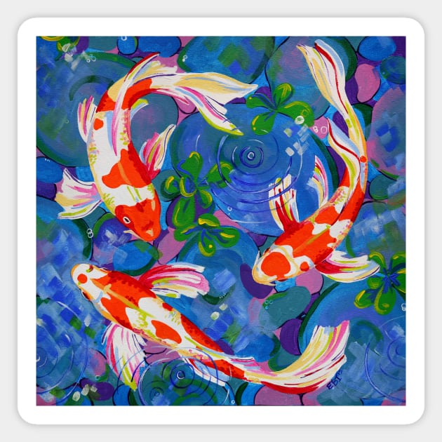 Koi - Acrylic koi fish painting Sticker by EveiArt